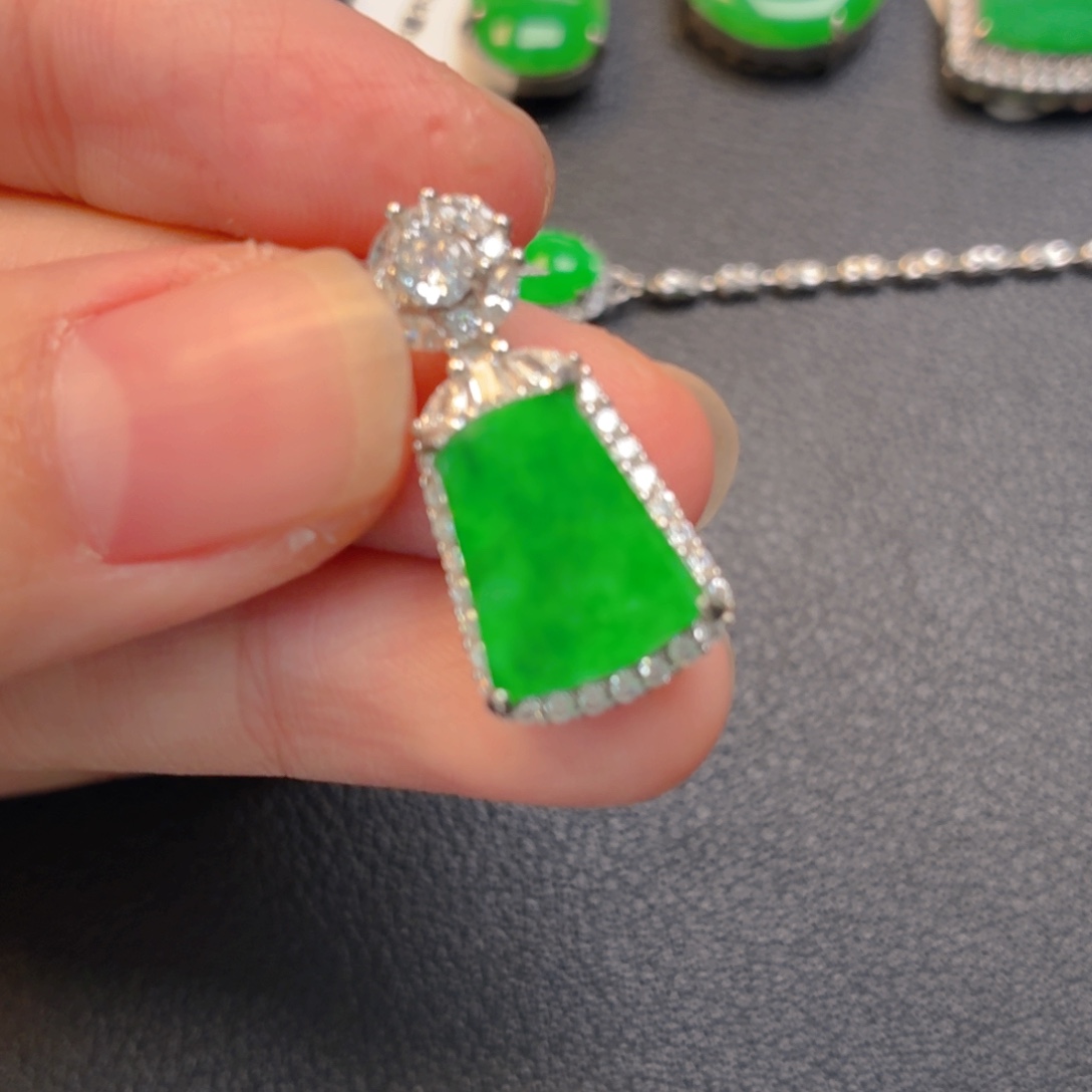 翡翠银S925镶嵌吊坠(不含链)