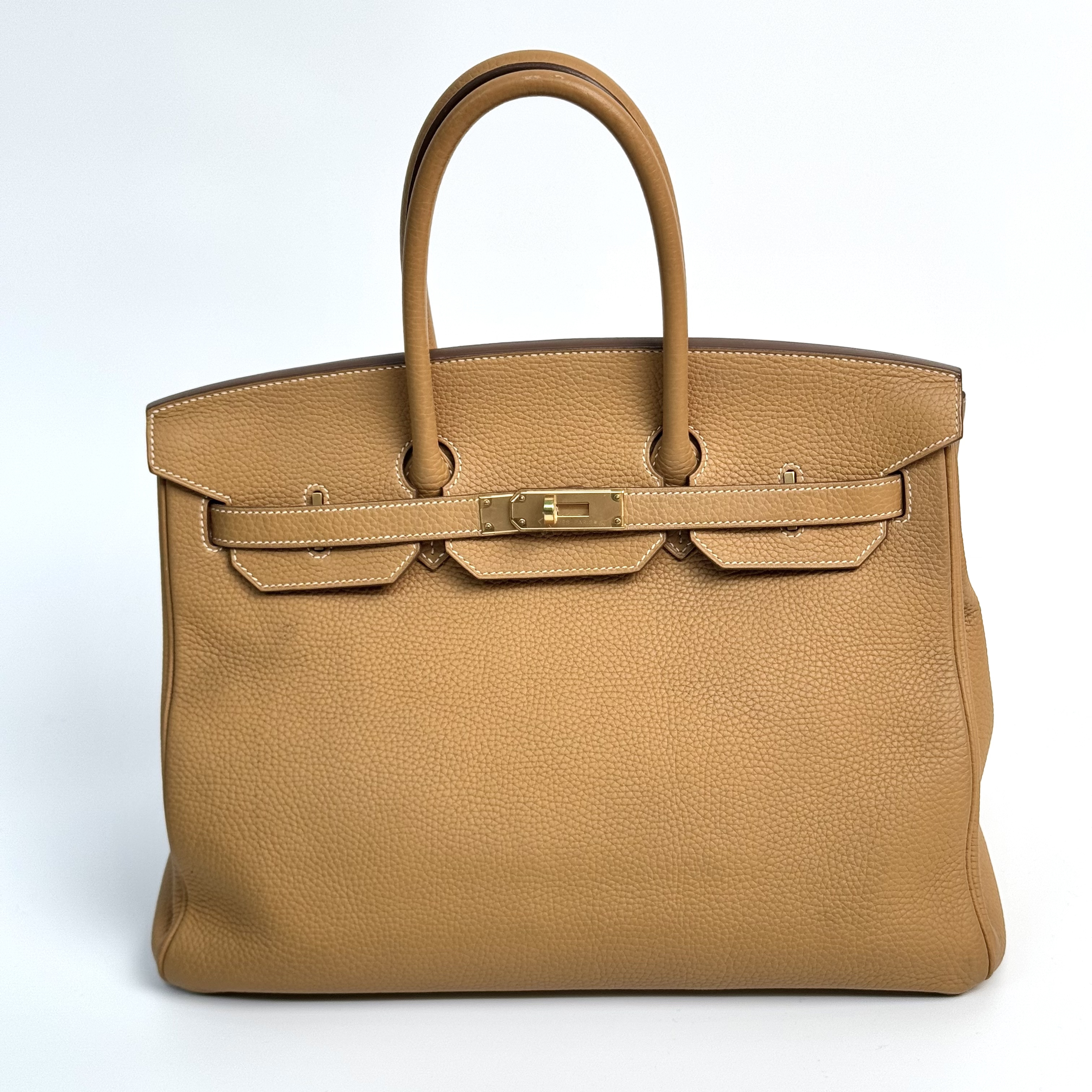 95新 Hermes/爱马仕 birkin 35 沙滩金 金扣 t刻 togo皮