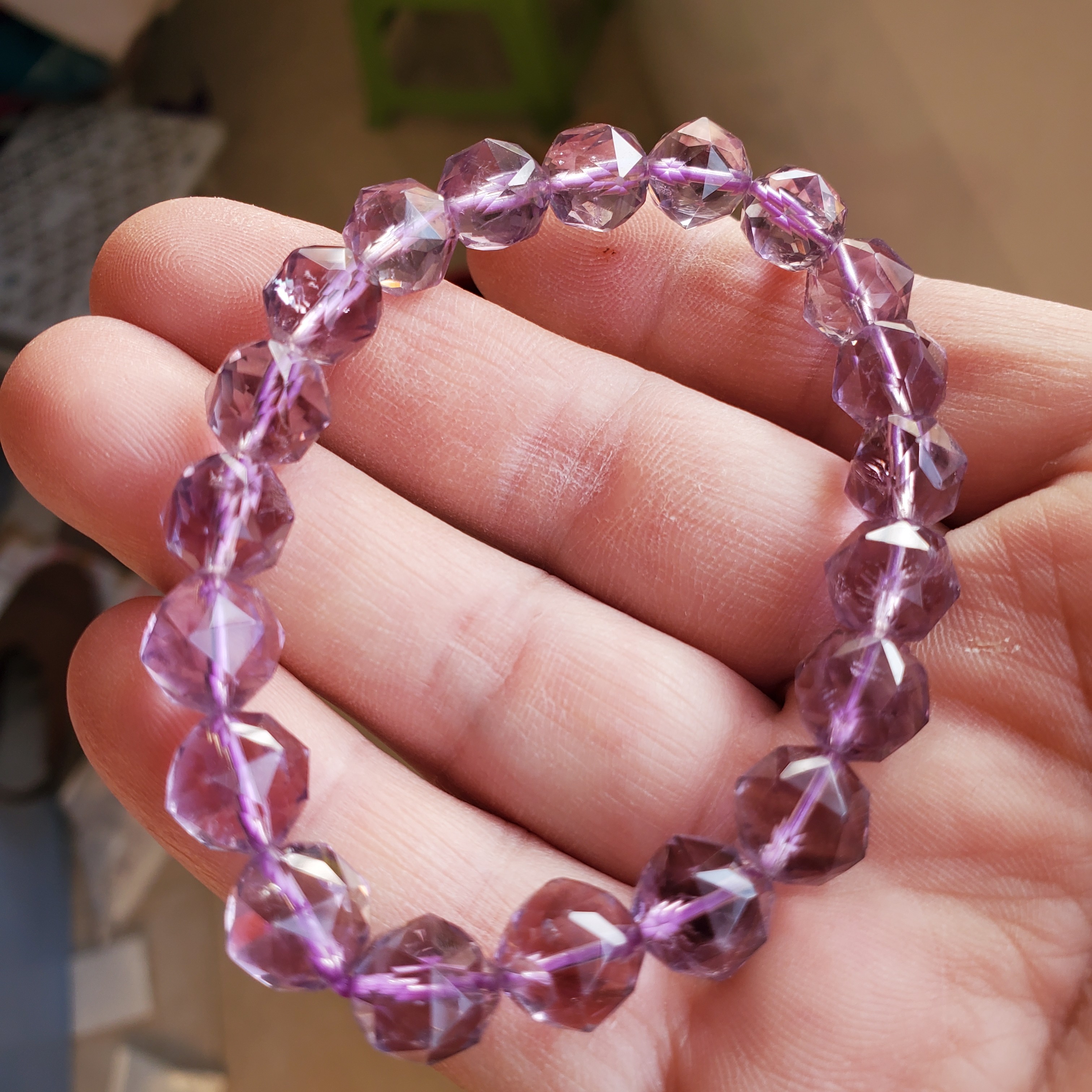 天然紫水晶手串手链钻切一物一图、原图发货9.6mm