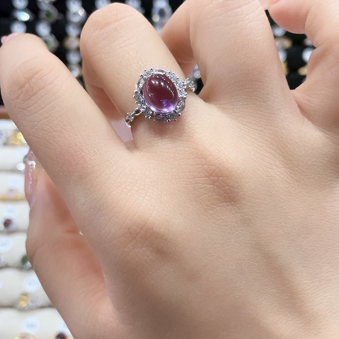 紫晶戒指女款银S925镶嵌