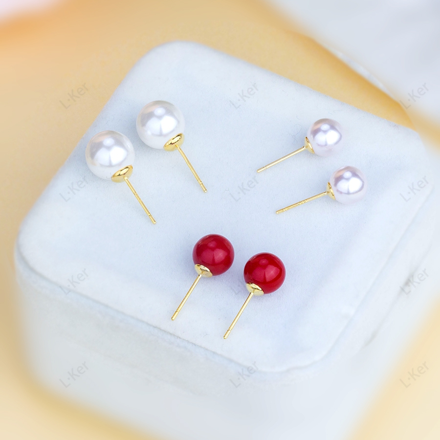 铜合金耳饰 经典白月光珠珠耳钉简约白色养耳洞时尚感气质耳环446