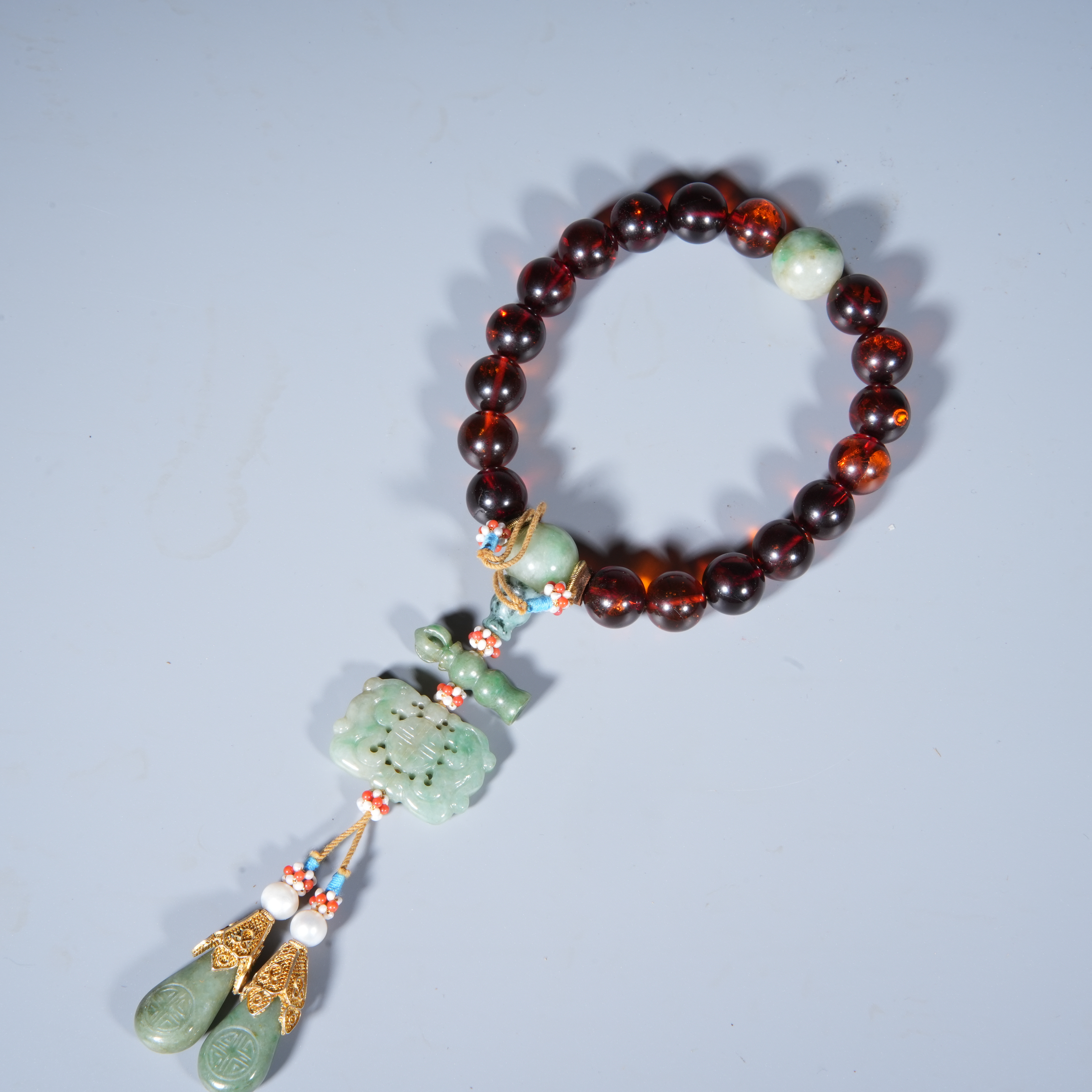 Tgz21 清代 琥珀手持