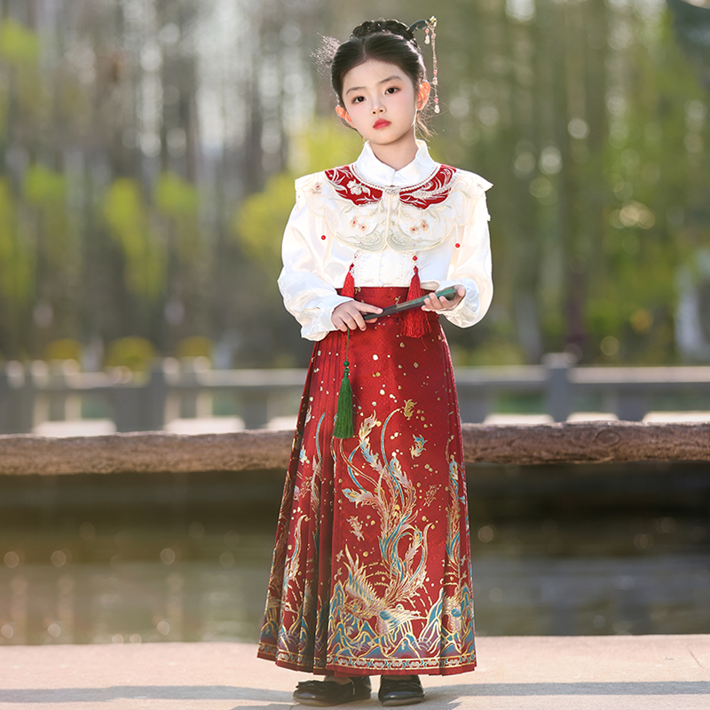 马面裙女童春秋套装2025新款新中式古风绝美唐装国风儿童汉服春装