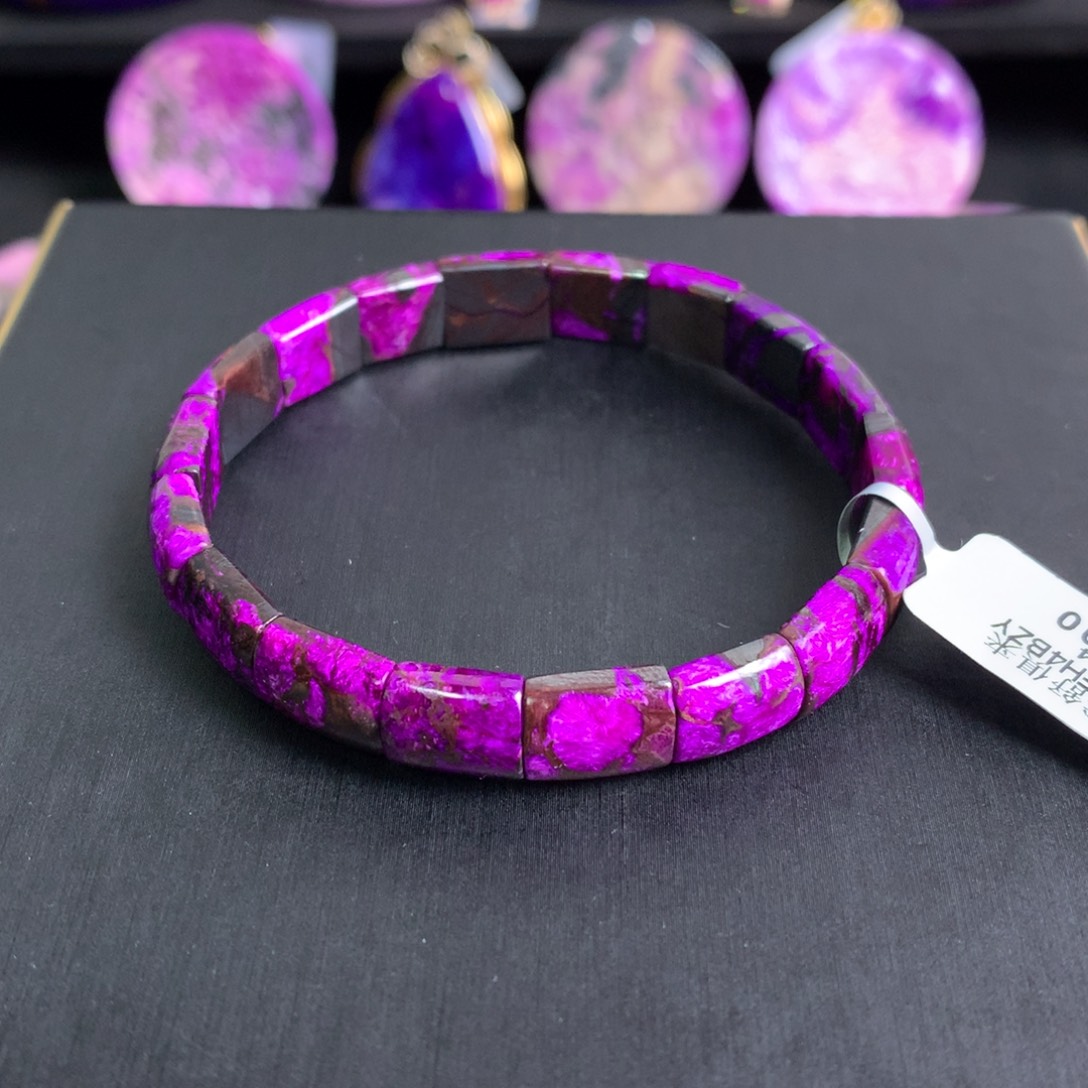 苏纪石（舒俱来）未镶嵌桃红丝绒手牌