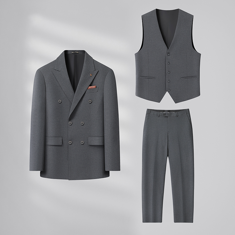【孙漂亮轻熟风推荐】秋季新款双排扣大码男士时尚商务休闲西服套装