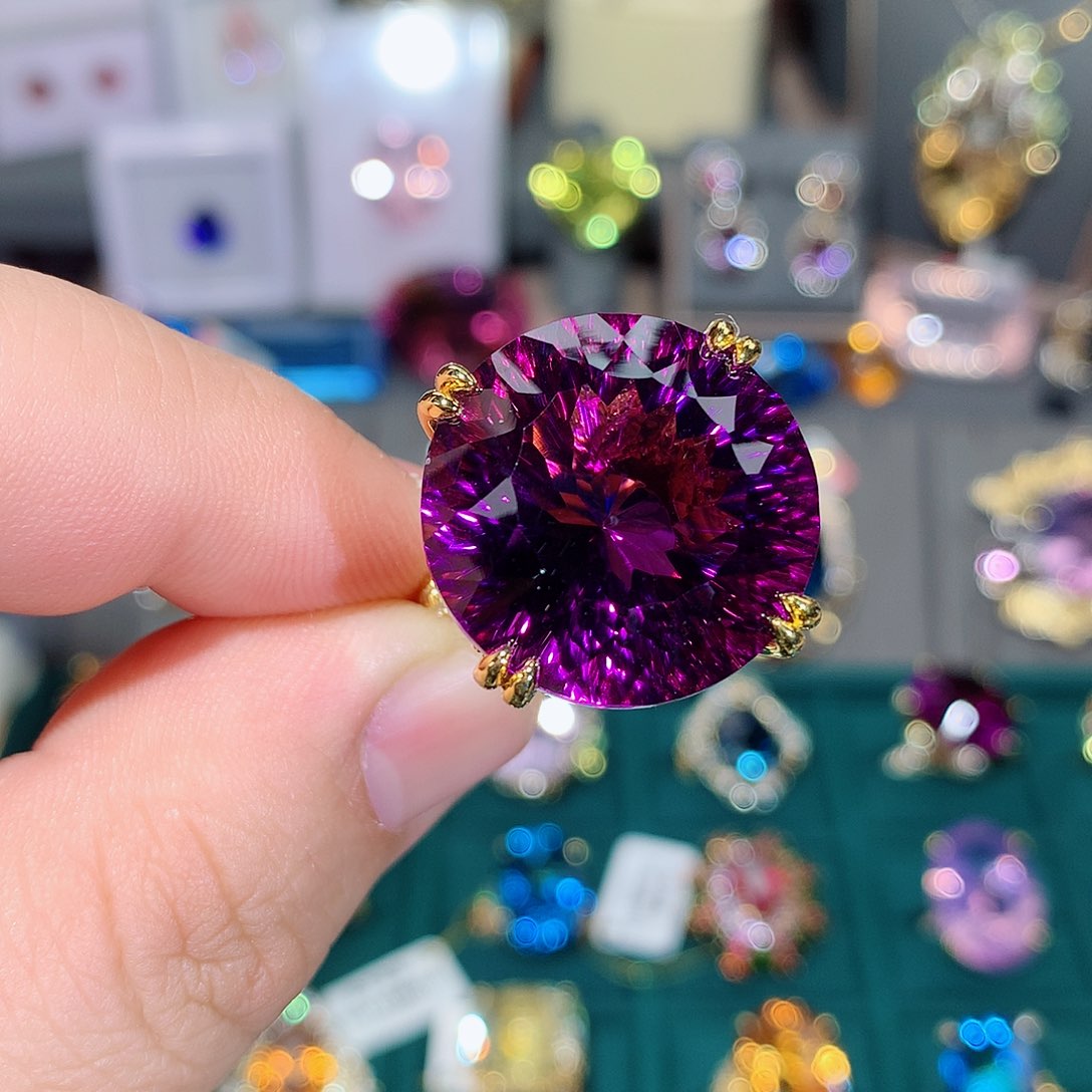 紫晶戒指银S925镶嵌戒指