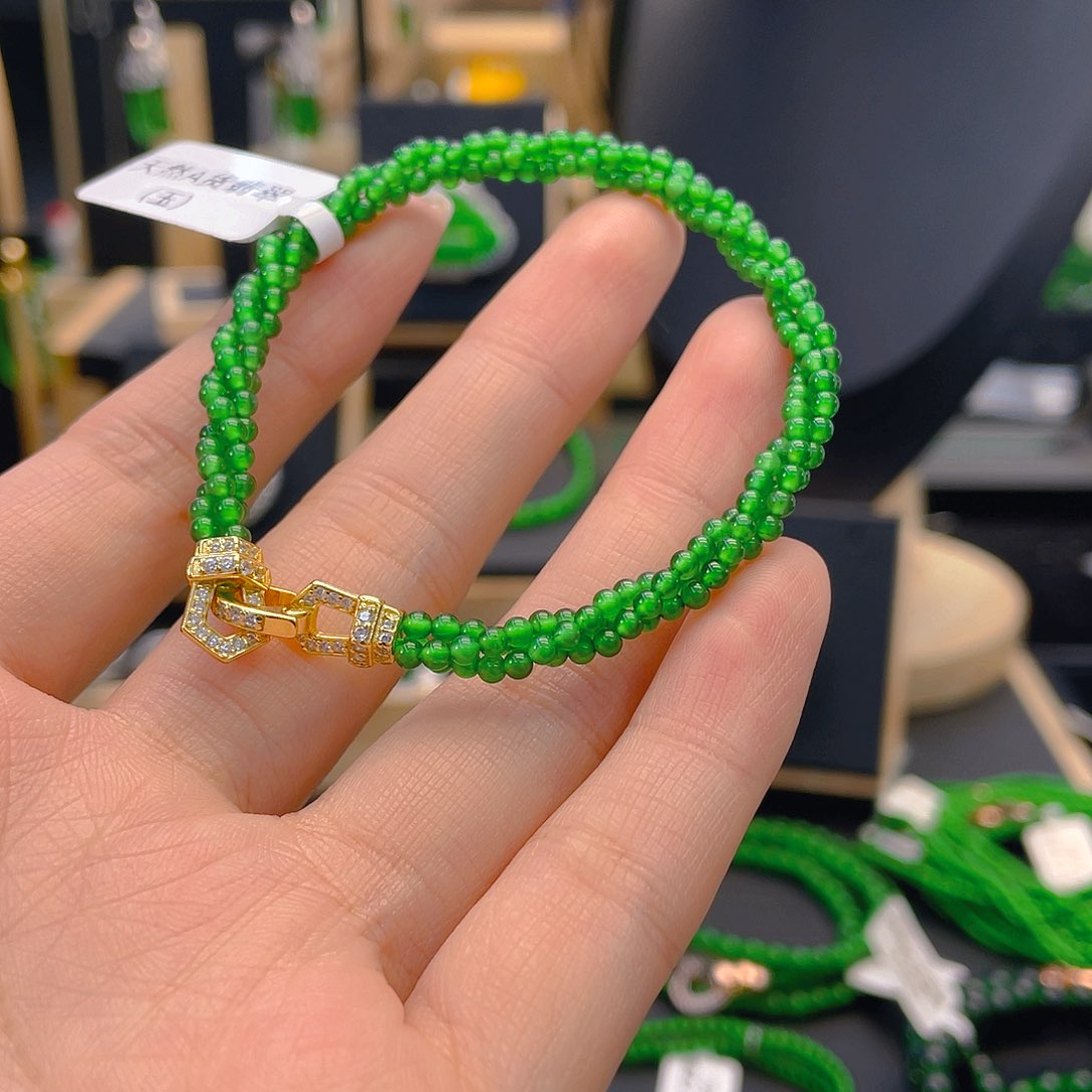 翡翠手链银S925镶嵌卡2.5