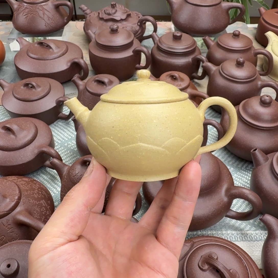 茶壶紫砂莲韵 绿泥 130cc