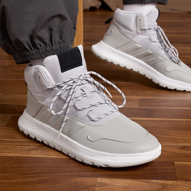 阿迪达斯 （adidas）高帮女鞋冬季款保暖休闲运动鞋耐磨灰色IF1627