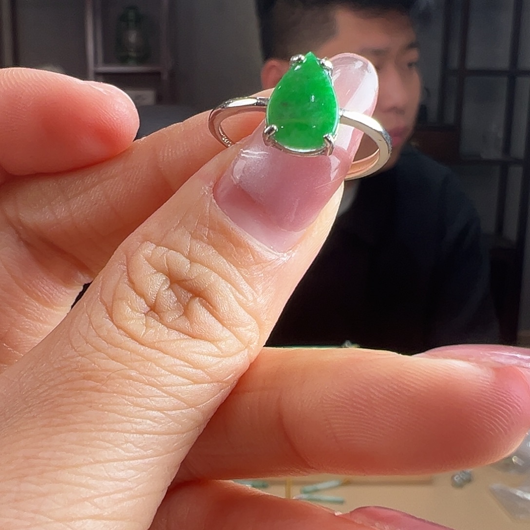 翡翠银S925镶嵌戒指戒指58