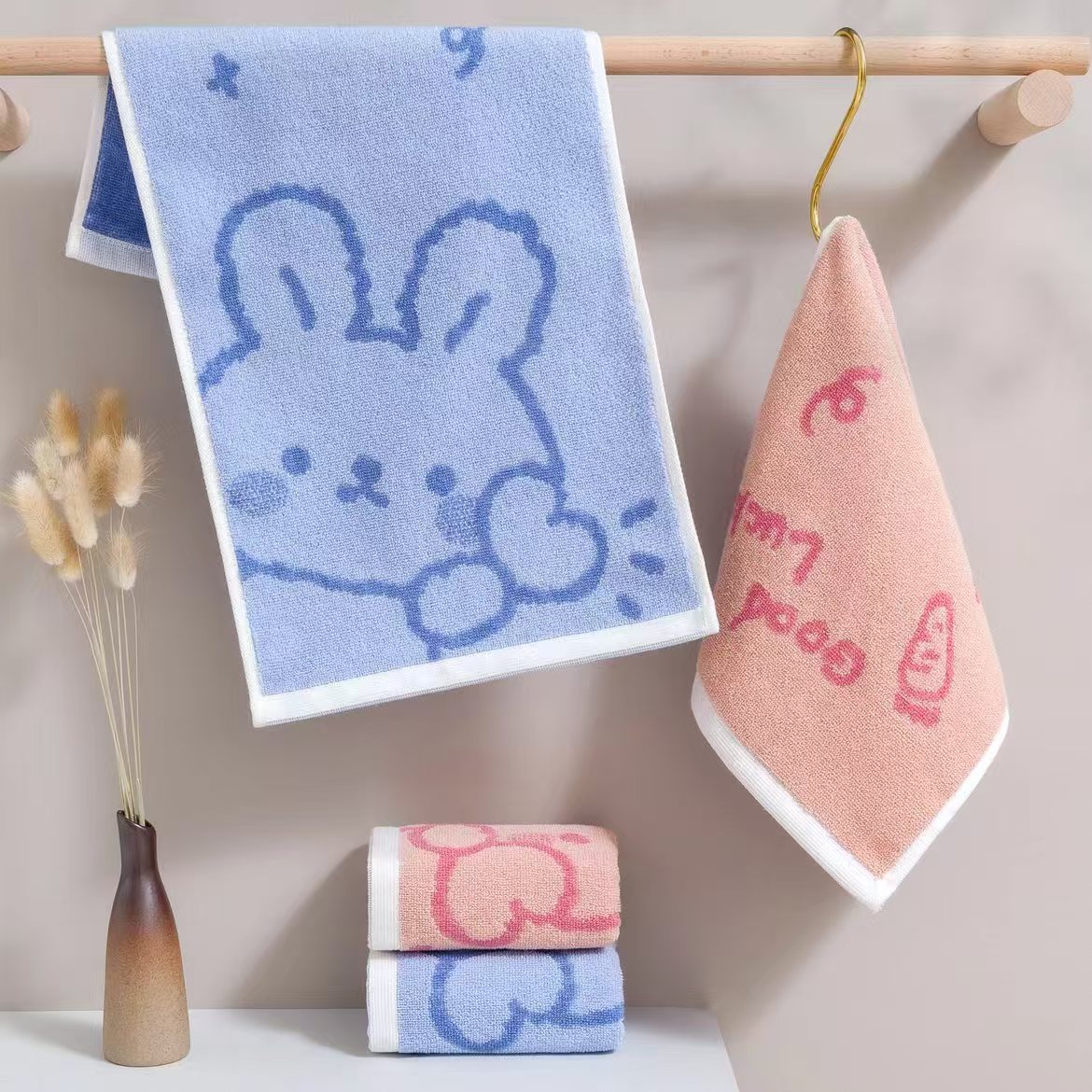 7a抗菌小毛巾{6条装}高档纯棉可爱柔软吸水加厚幼儿园洗脸毛巾