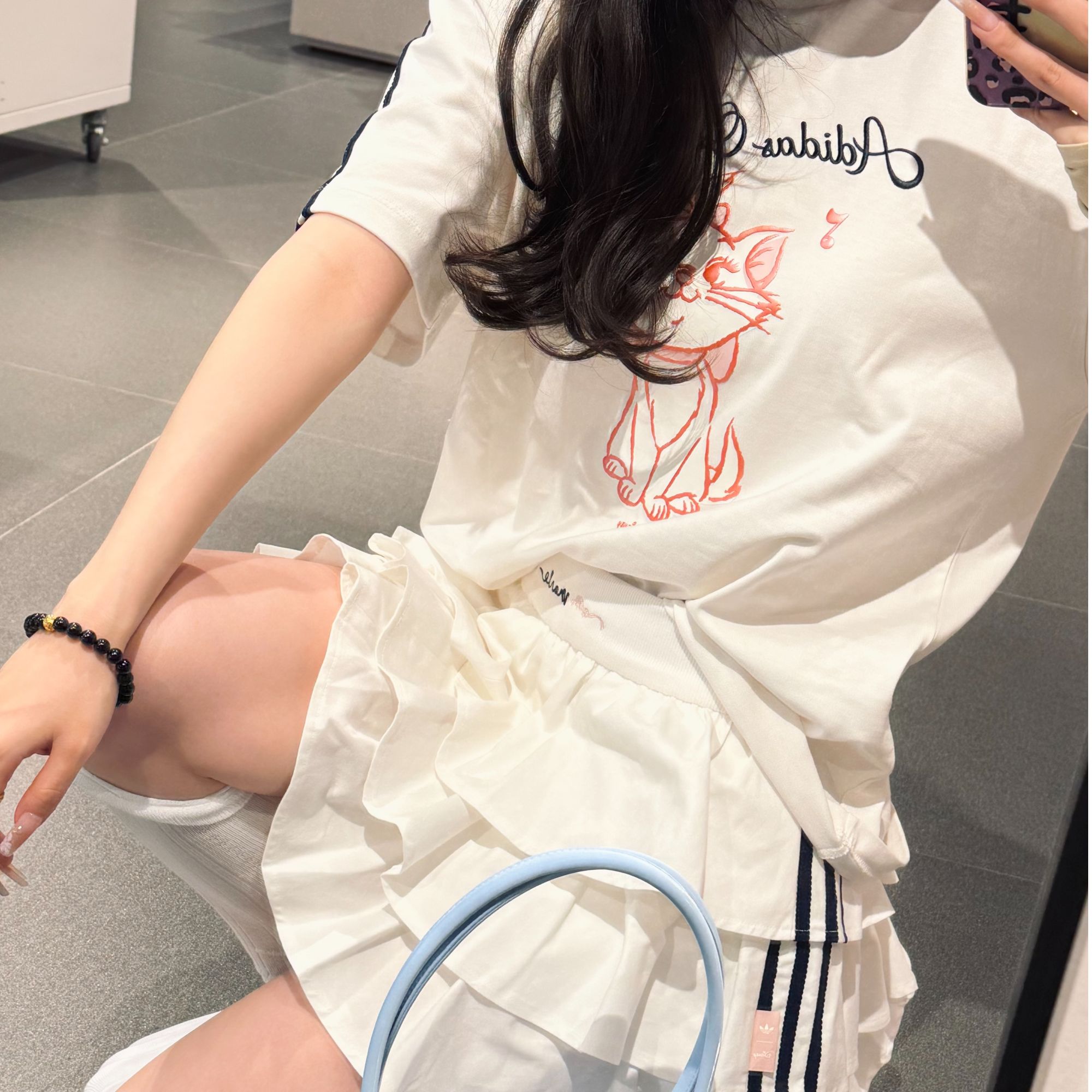adidas三叶草迪士尼玛丽猫联名限定款百搭短袖 KC3099