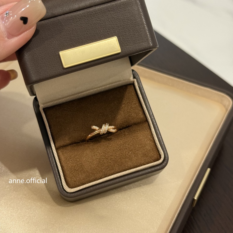 铜合金戒指 【J213】时尚细版打结镶锆经典戒指