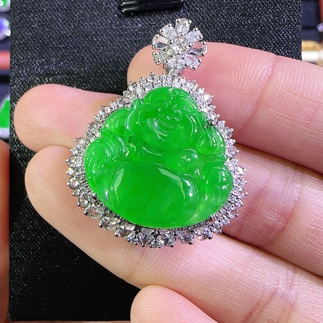 翡翠18K金镶嵌吊坠(不含链)