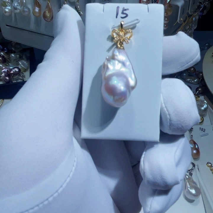 淡水珍珠吊坠(不含链)银S925镶嵌清*