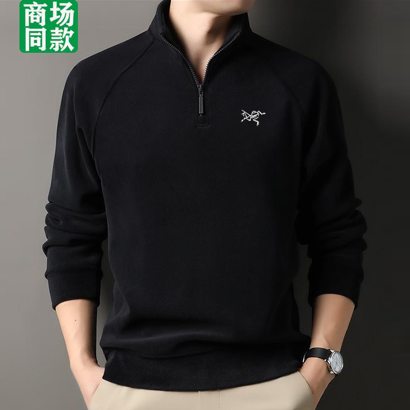 奥莱撤柜】正品刺绣鸟秋冬男士羊毛摇粒绒卫衣保暖立领半拉链户外T