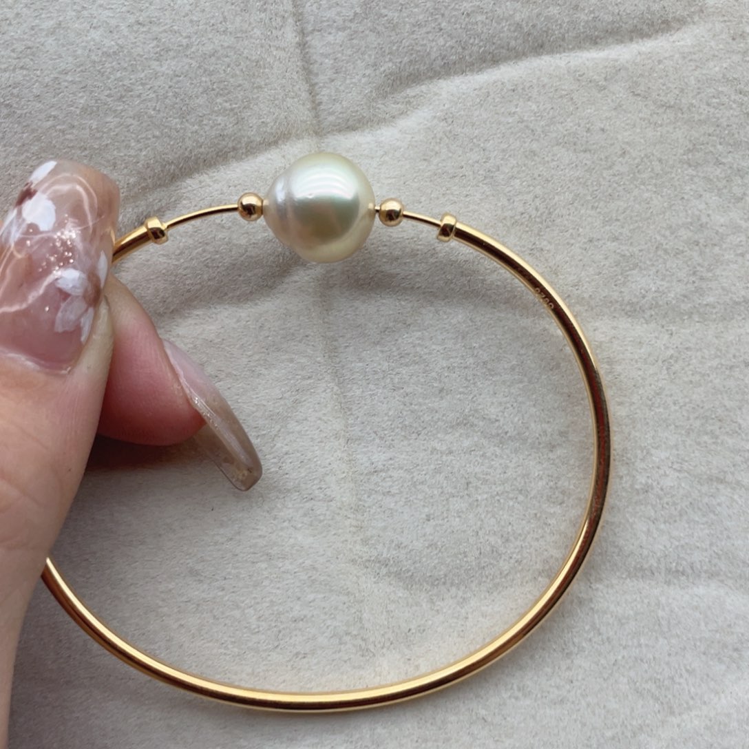 银S925镶嵌海水珍珠手镯X128