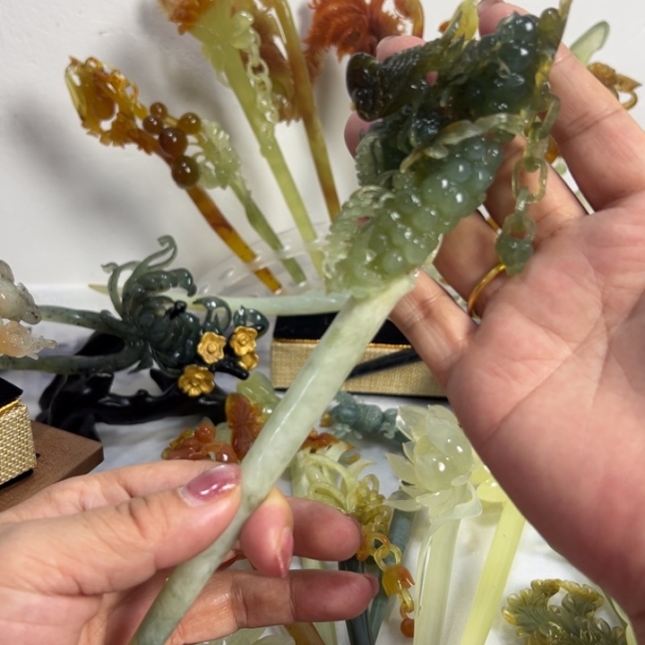 定制蛇纹石玉爱**守毛货发饰