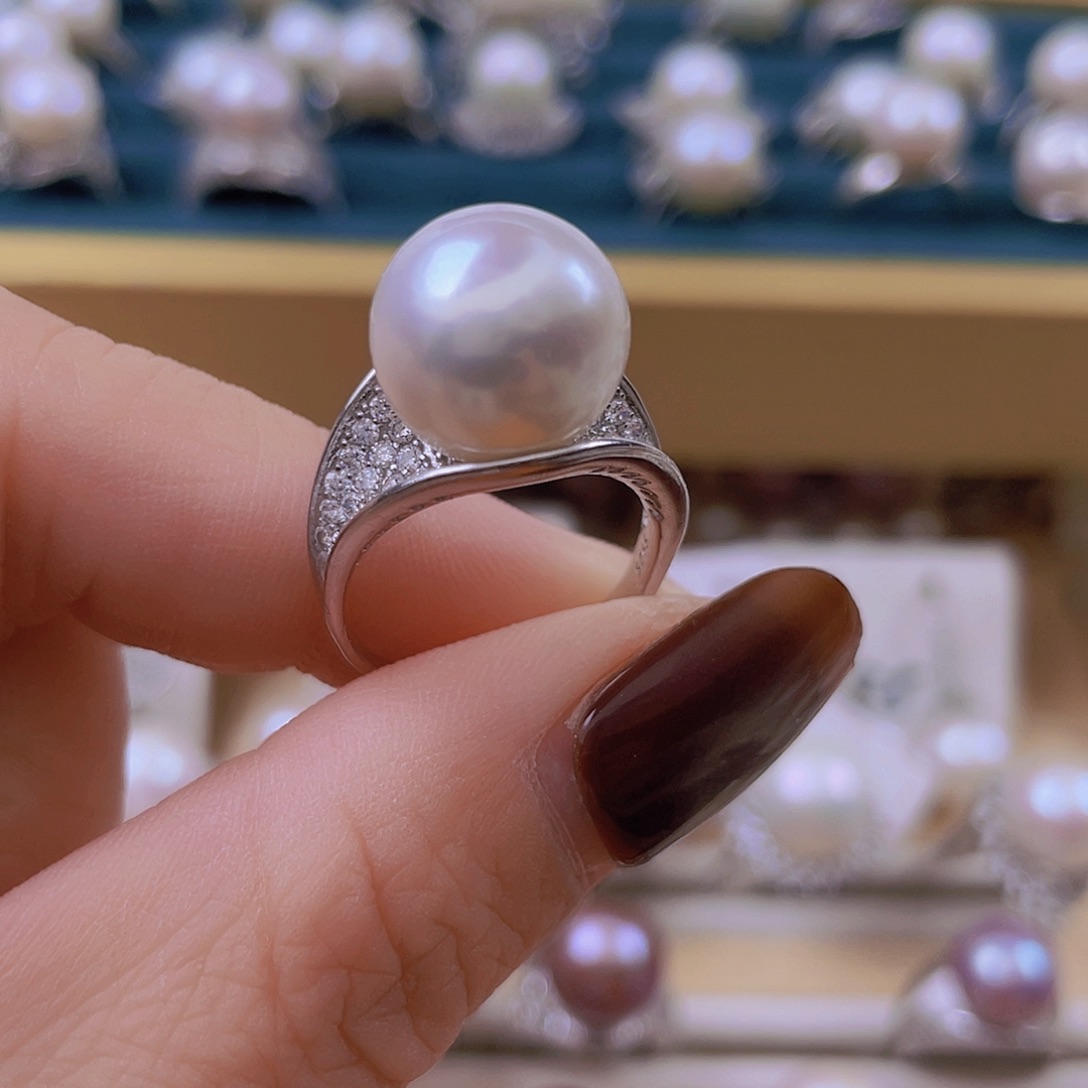 A***7淡水珍珠银S925镶嵌戒指