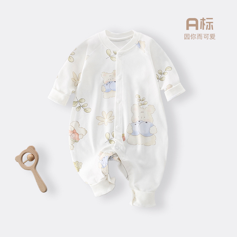 新生婴儿衣服纯棉无骨哈衣爬服春夏宝宝和尚服婴儿四季连体衣