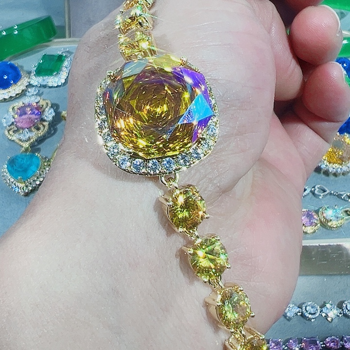 钨金红色蓝色满钻镶嵌