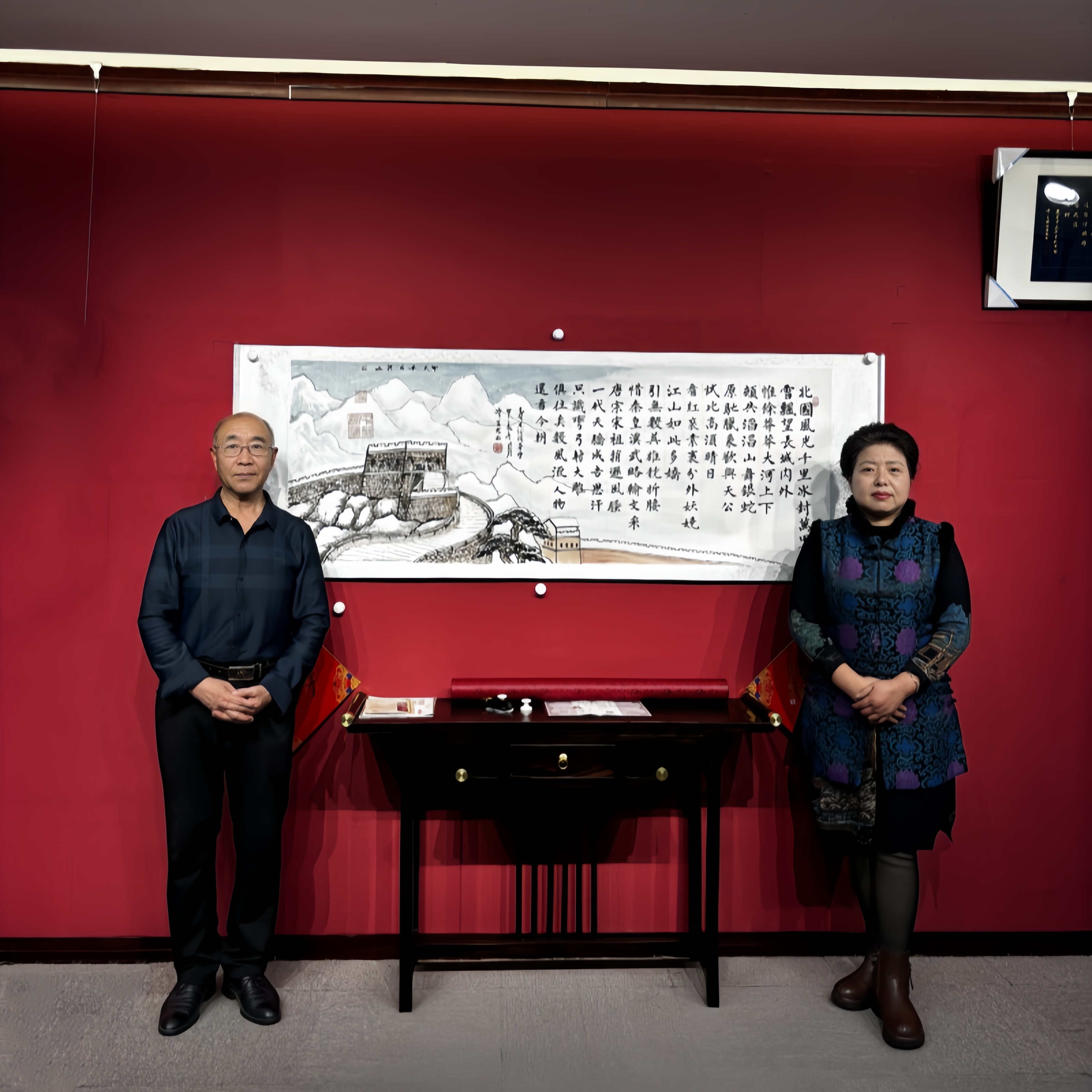 [沁园春 雪] 陈克林胡月英老师手写手绘书法字画180*70cm作品