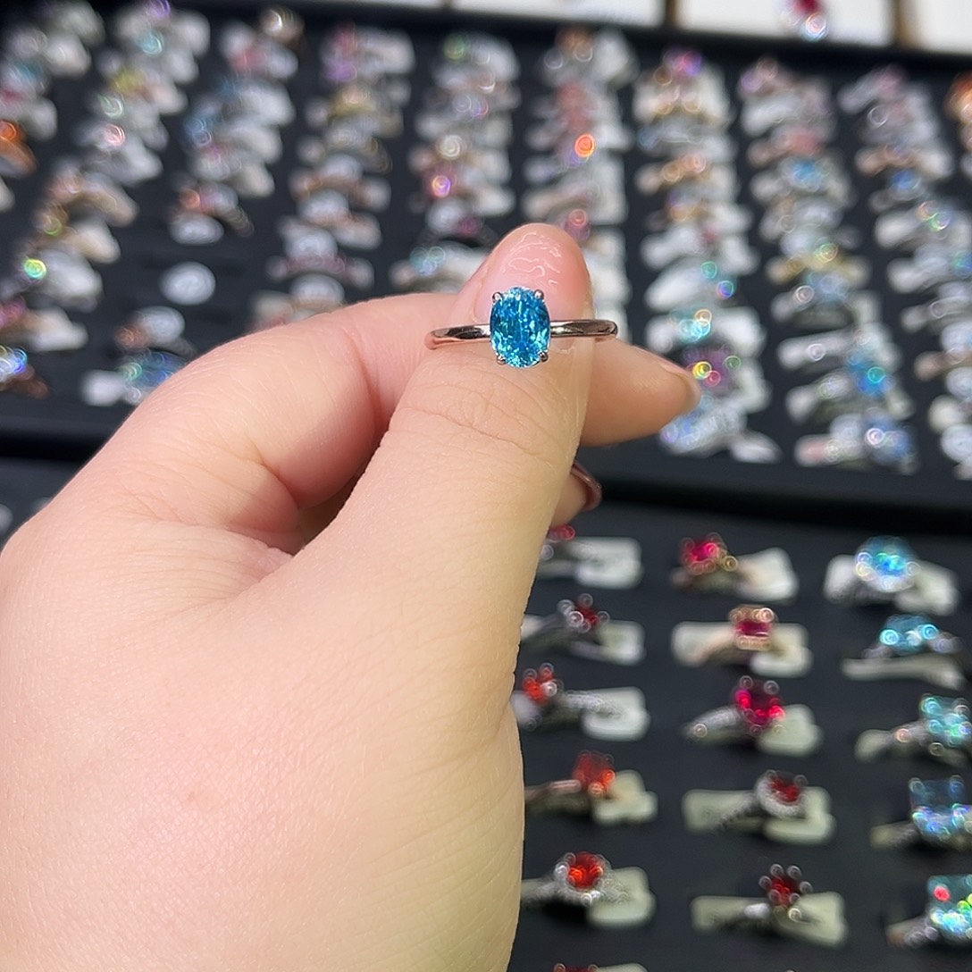 莫桑石非金属SH K枚光臂鸽子蛋海蓝一卡-11