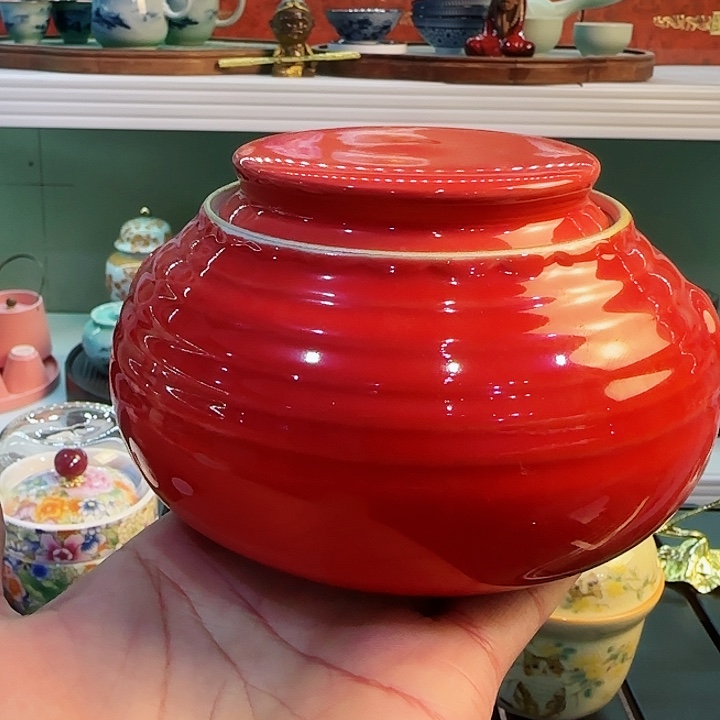 青花瓷器 茶叶罐 玻璃旅行陶瓷套