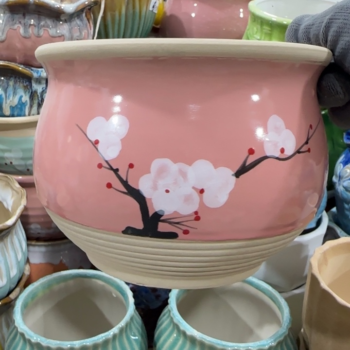 凑9块包邮，有孔，陶瓷花盆