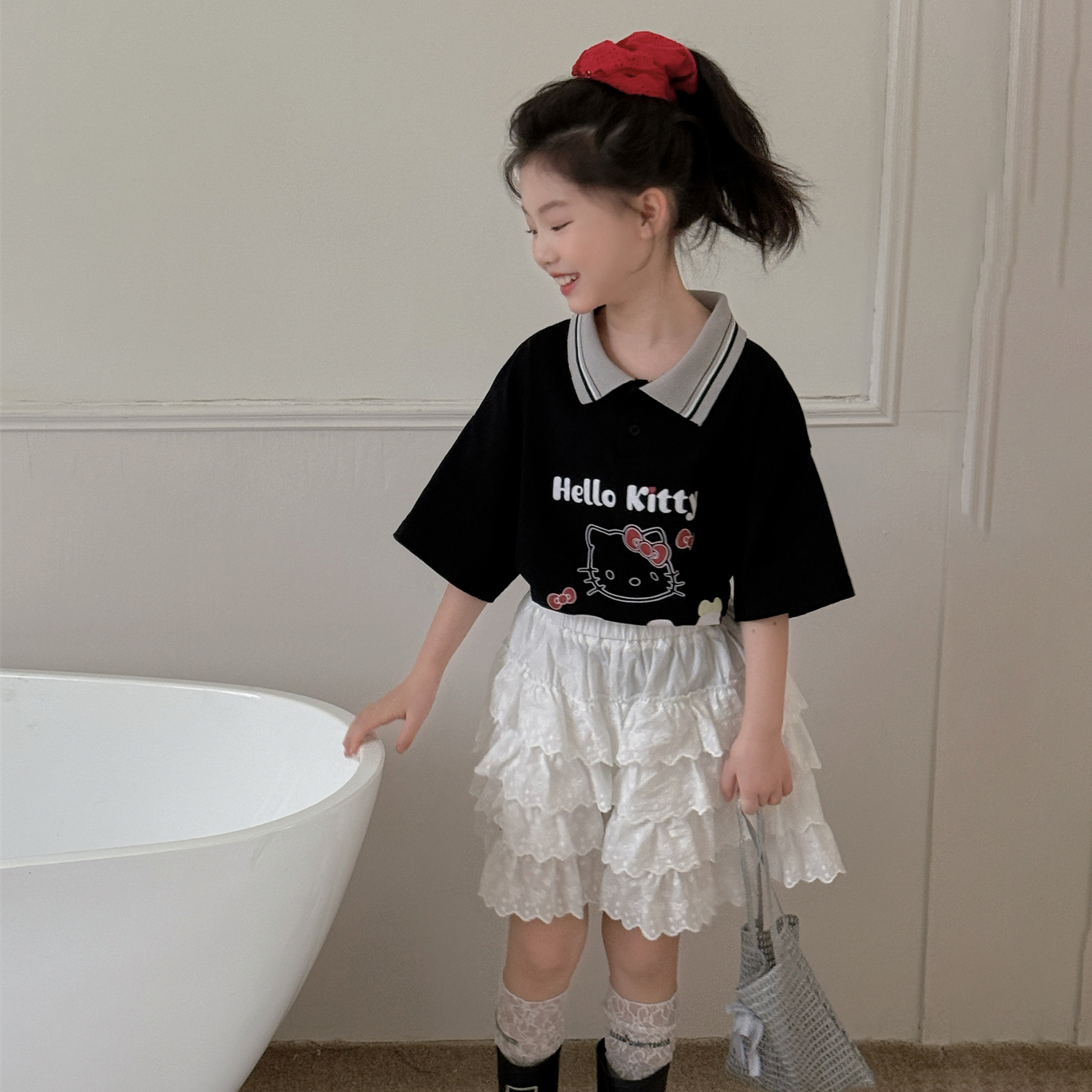 LJ-71801-童装女童半身裙2025夏季新款韩版洋气花边裙潮