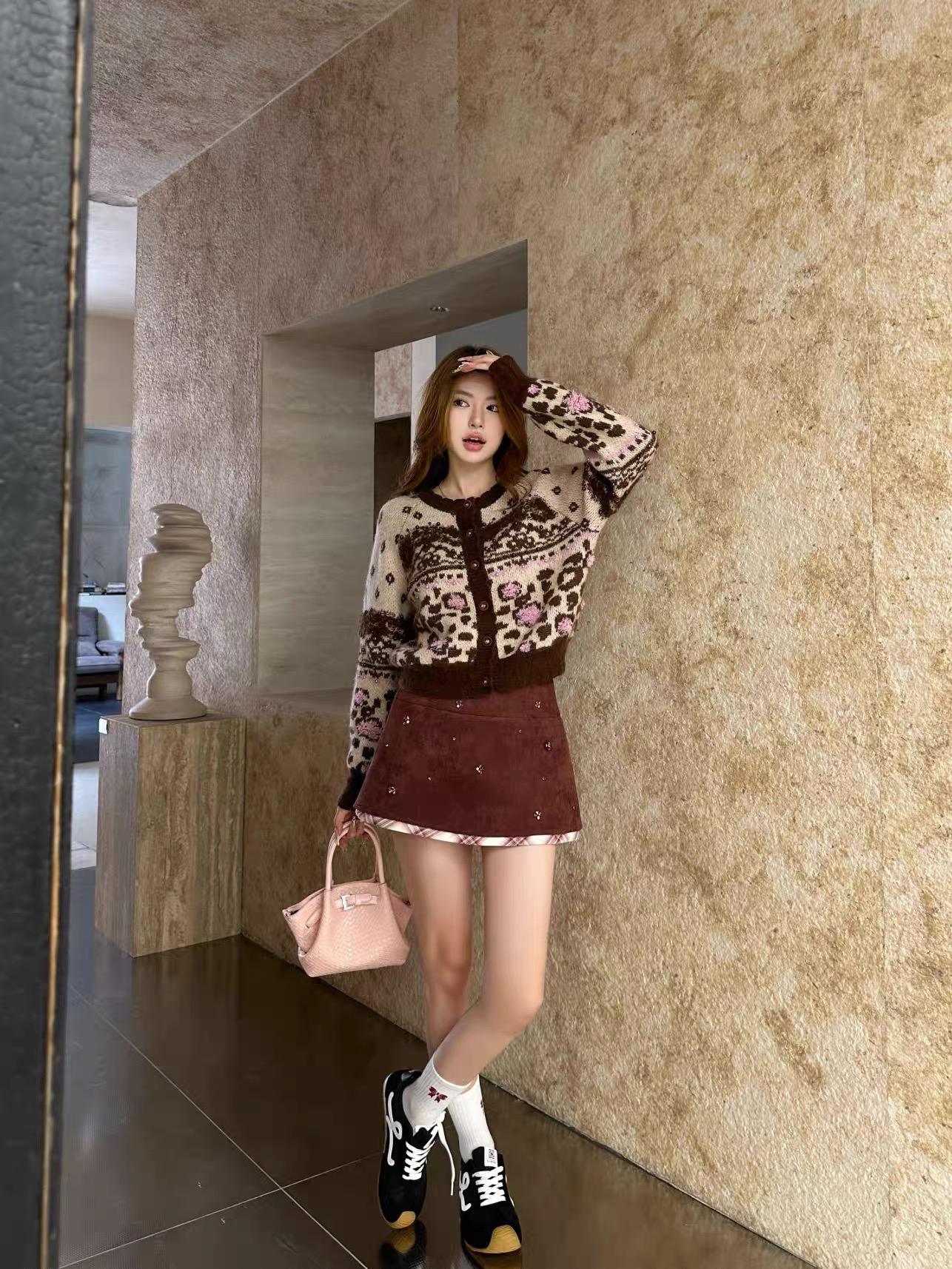 姐魅定制新款韩系少女显瘦时尚复古针织系列上衣