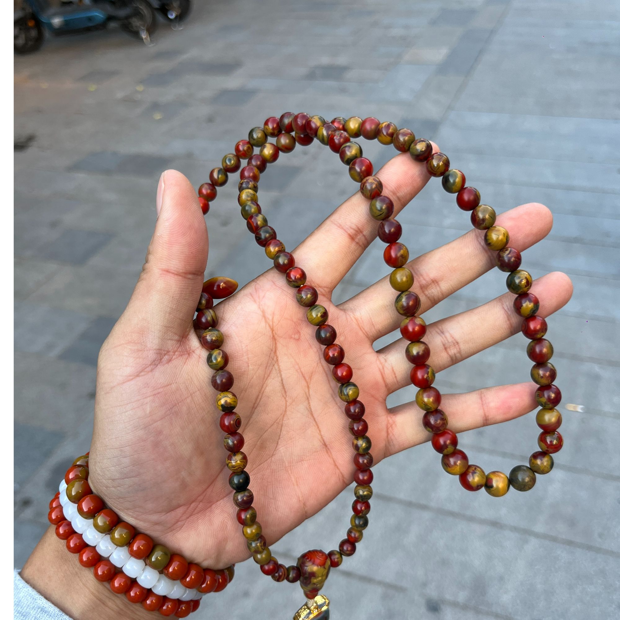 天然原矿包浆上村料南红多圈搭配饰品