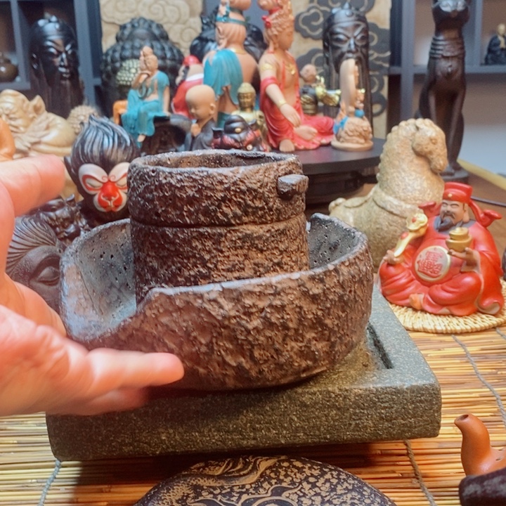 有机玻璃火山岩石磨摆件