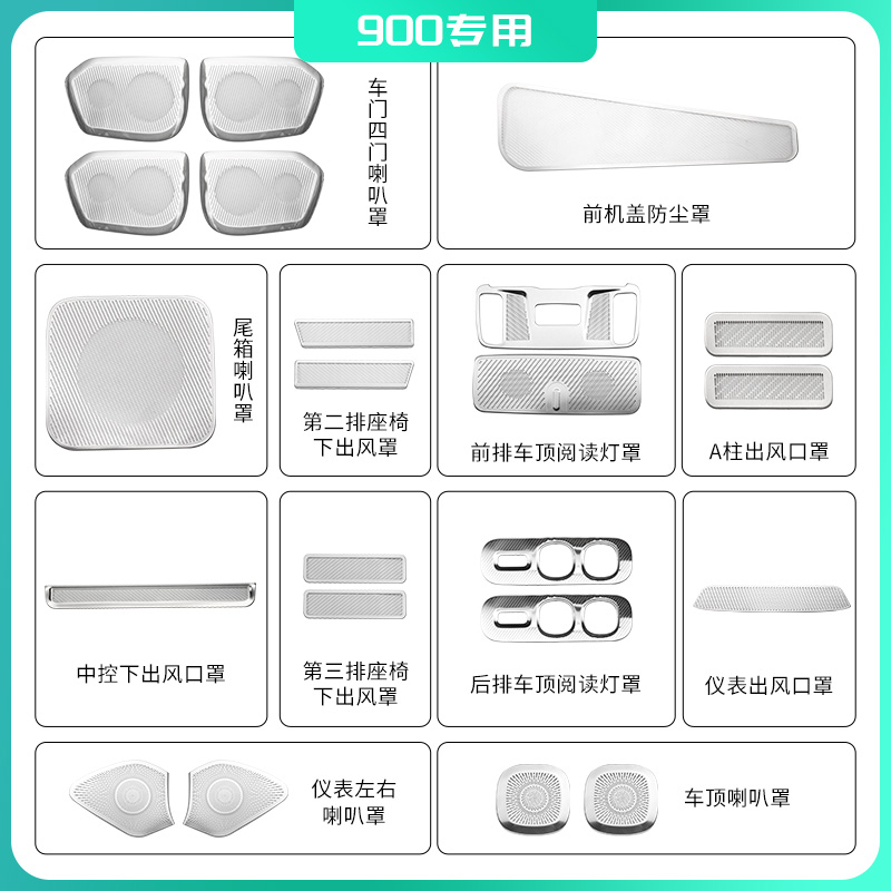 适用于领克900机舱防尘网全车座椅出风口保护罩车门喇叭阅读灯罩