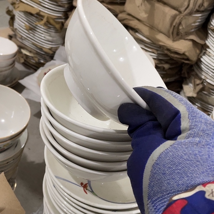 瓷片强化瓷高足碗6个 微瑕庛