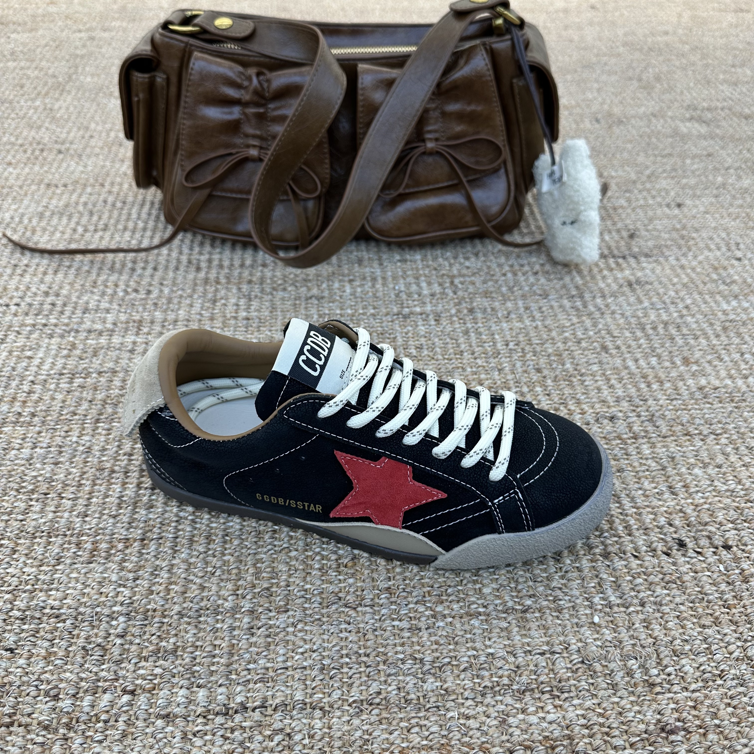 真皮板鞋2025牛皮定制星星鞋撞色复古手工擦色系带防滑休闲德训鞋