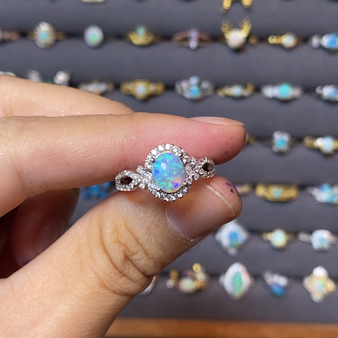 欧泊珠宝奇石银S925镶嵌戒指