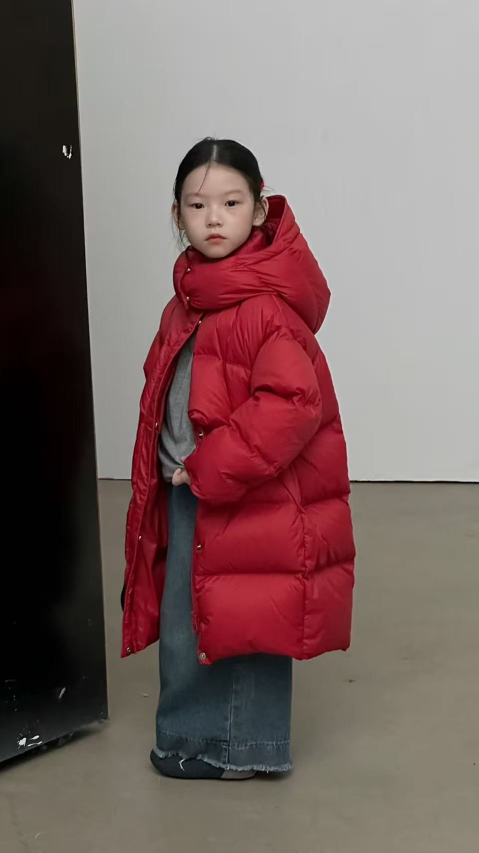 2025新款中长款保暖连帽90白鸭绒石墨烯童装儿童时尚冬季