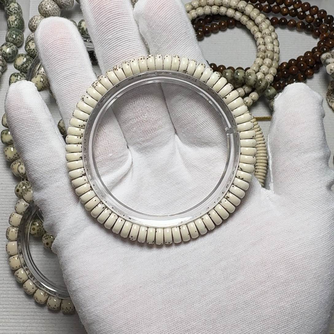 _***盆手串星月菩提原生态原白大留白药片手串