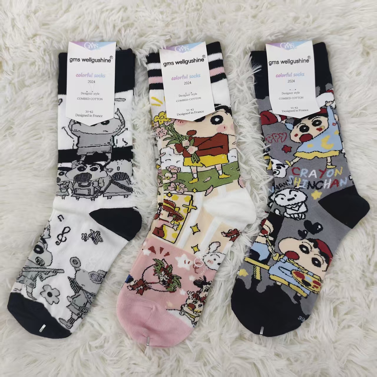gms wellgushine秋冬款棉袜透气卡通图案系列男女同款袜子307