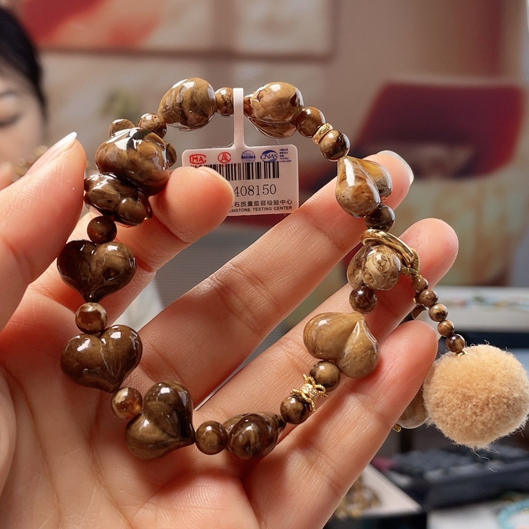 蜜蜡银S925镶嵌裸石蜜蜡手串