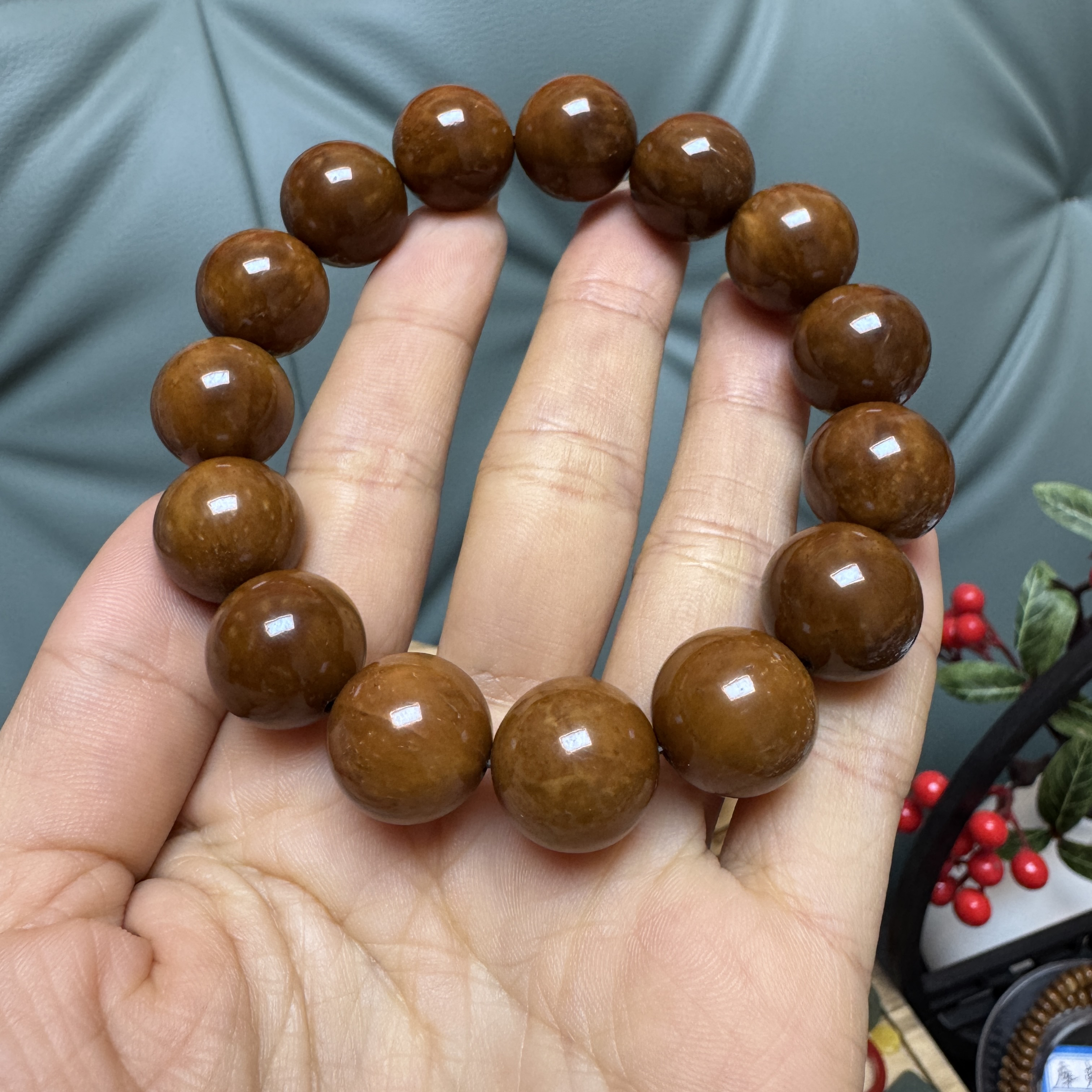 库克少粽线15mm圆珠精挑手串15粒