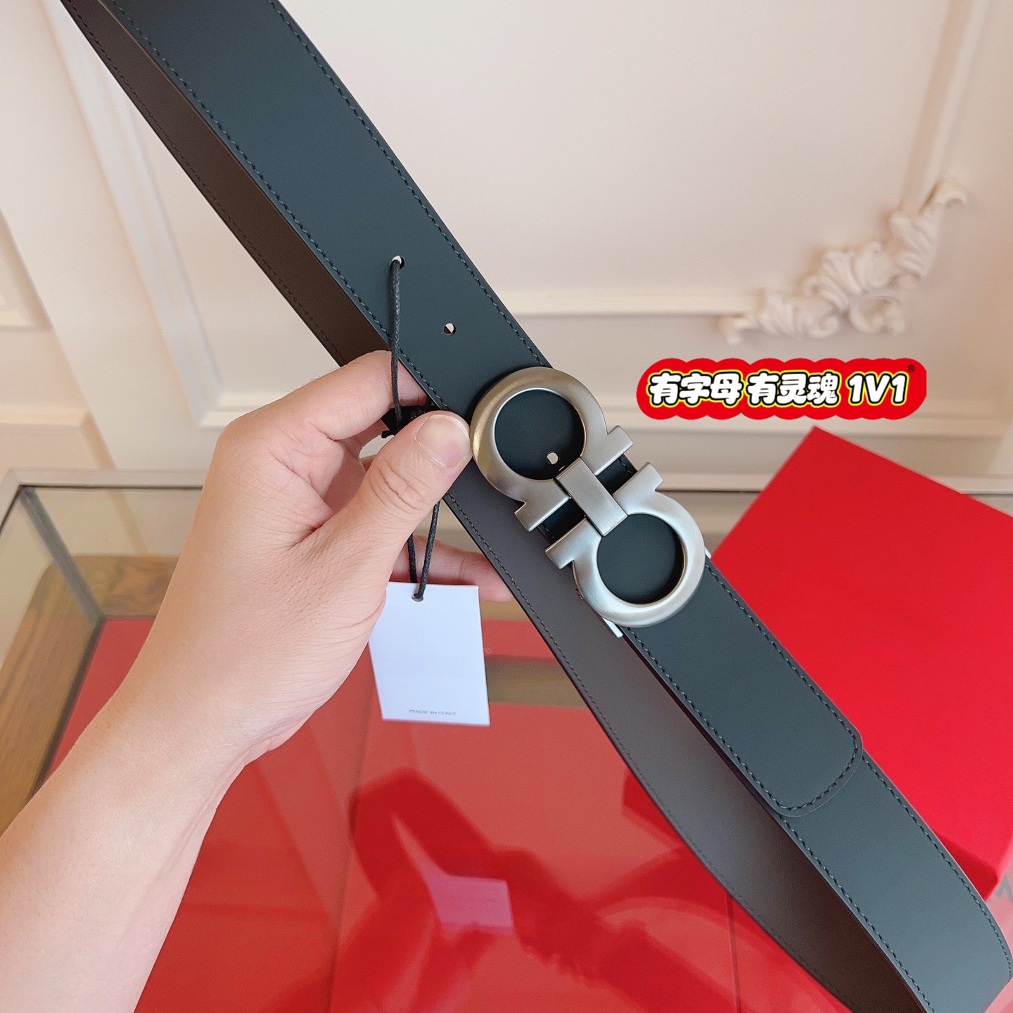 （带扣）黑咖平皮男士皮具皮带腰带