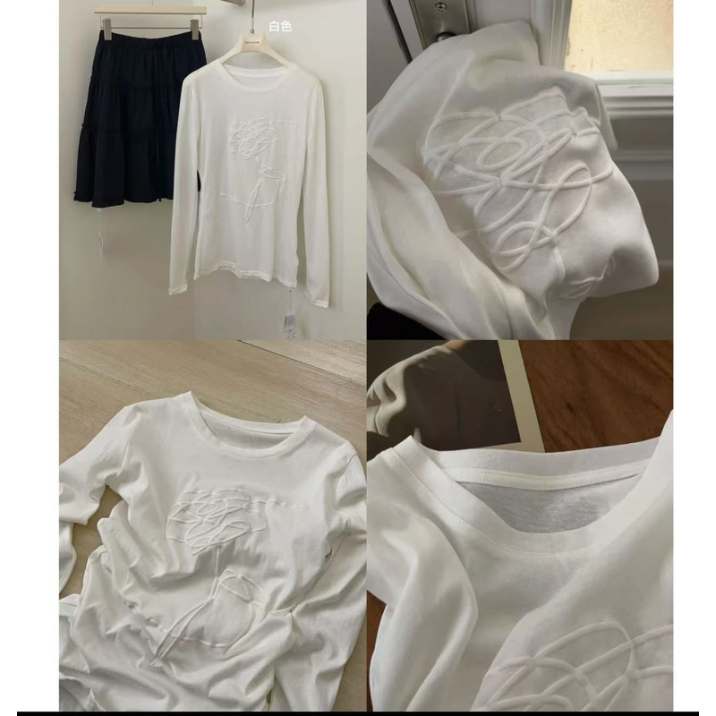 【立体小花】 春夏季微透弹力修身百搭防晒长袖上衣