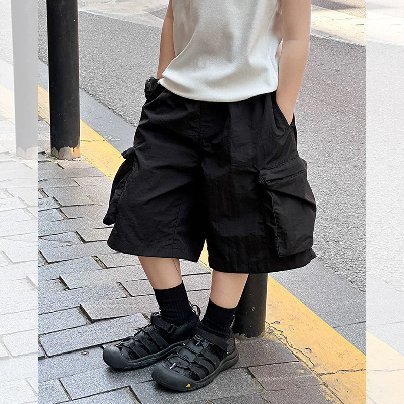 4218男女童休闲时尚洋气潮流纯色夏季工装速干短裤