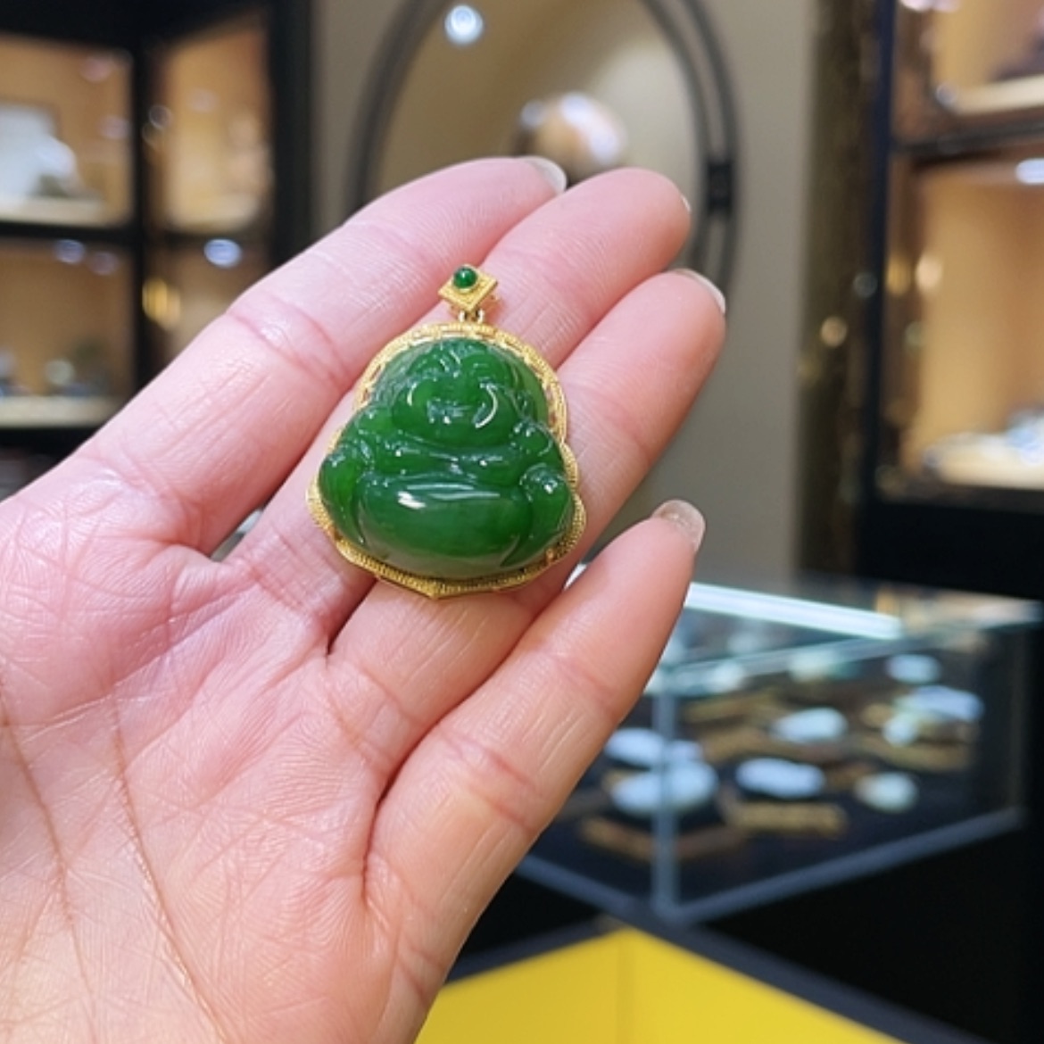 【闪购商品】和田玉颈饰18K金镶嵌佛