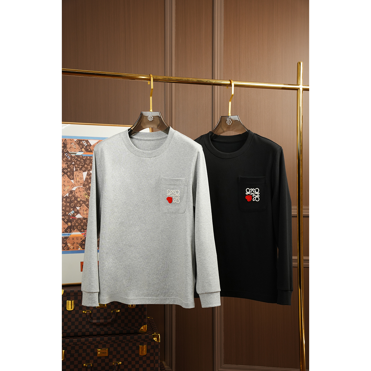 【高端定制】秋冬新款时尚潮流显瘦百搭圆领男士卫衣长袖T恤Y09001