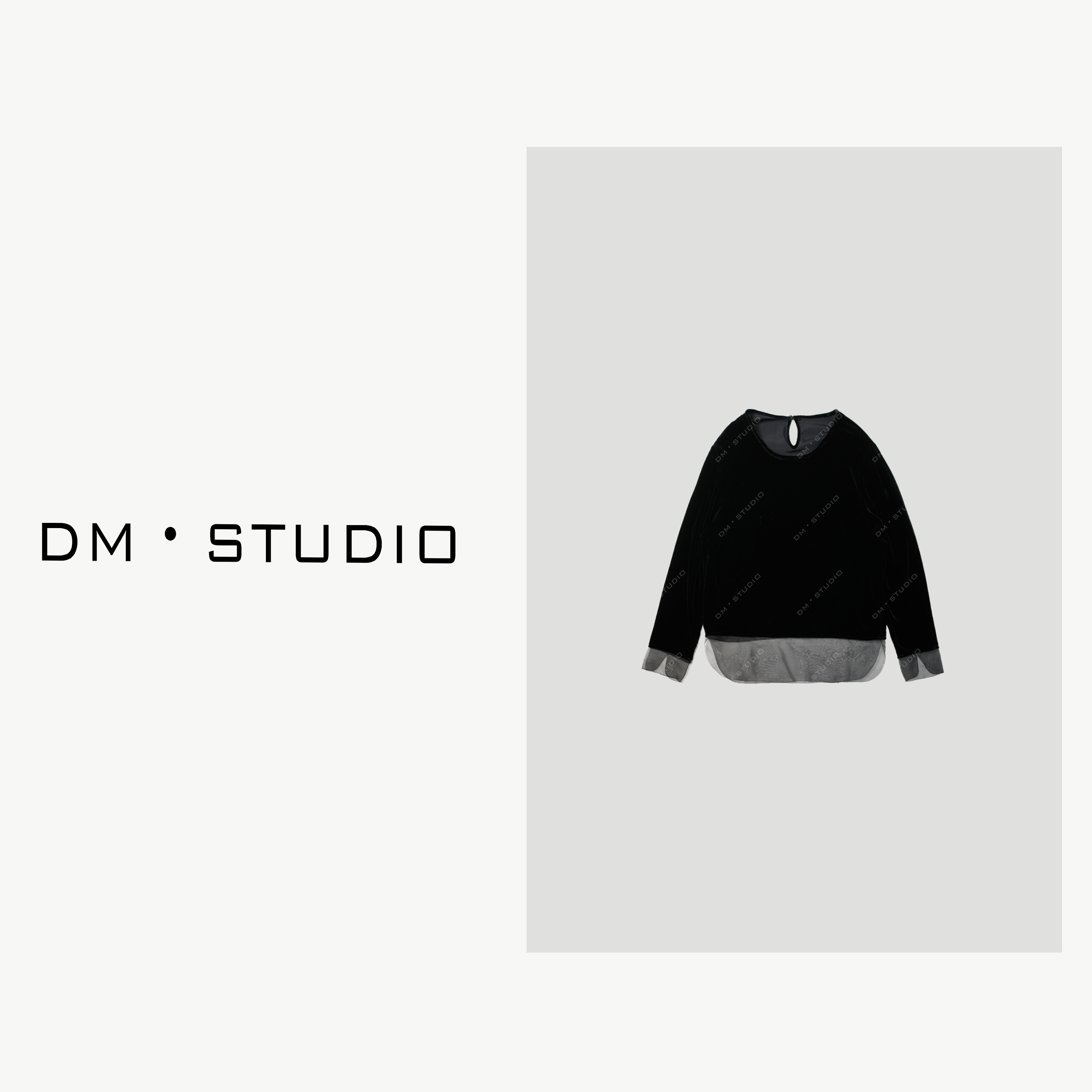DEDM•STUDIODM/精致小众设计款拼接桑蚕丝丝绒上衣内搭（25010）