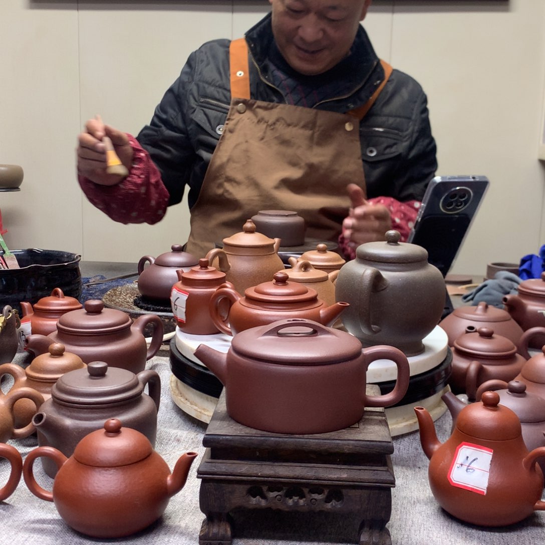 茶壶紫泥平底汉瓦180 C半手工制作