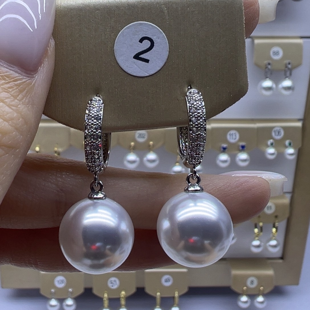 耳饰银S925镶嵌淡水珍珠